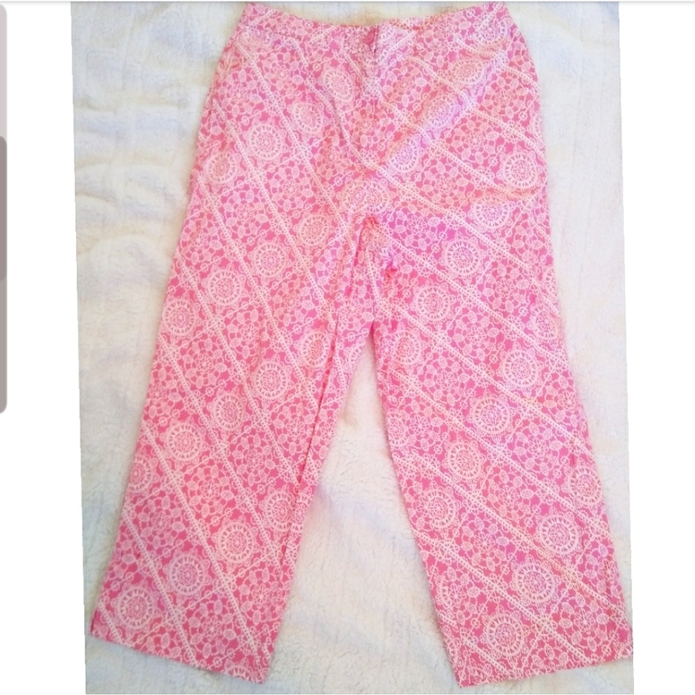 Talbots Pink Patterned Stretch Capris - image 1